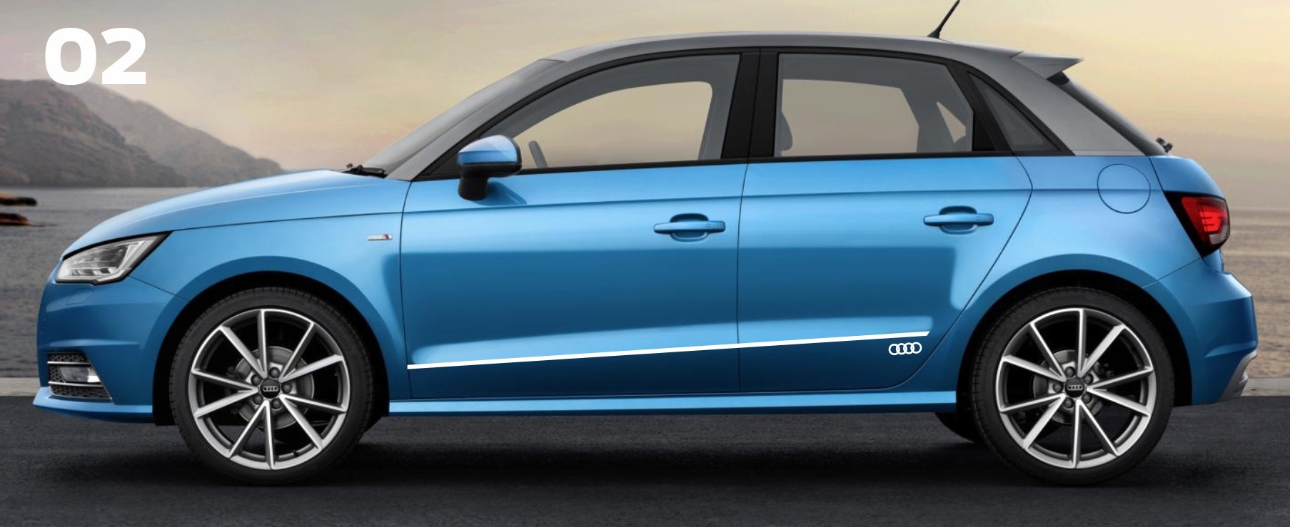 Naklejki sticker, decals aufkleber na samochody Audi A1 s-line, quattro, sport