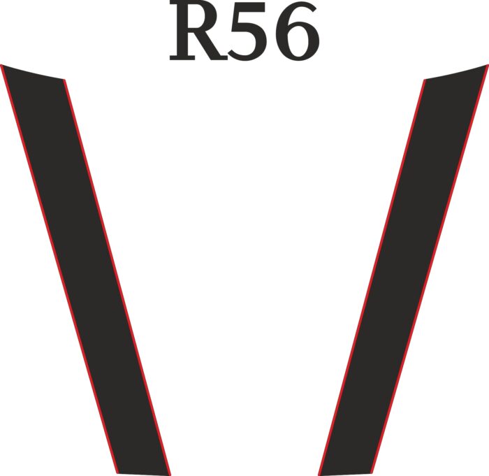 naklejki pasy na maskę mini cooper R56 czarno czerwone