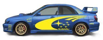 Naklejki Subaru Impreza WRC rajdowe - folia ŻÓŁTY FLUOR