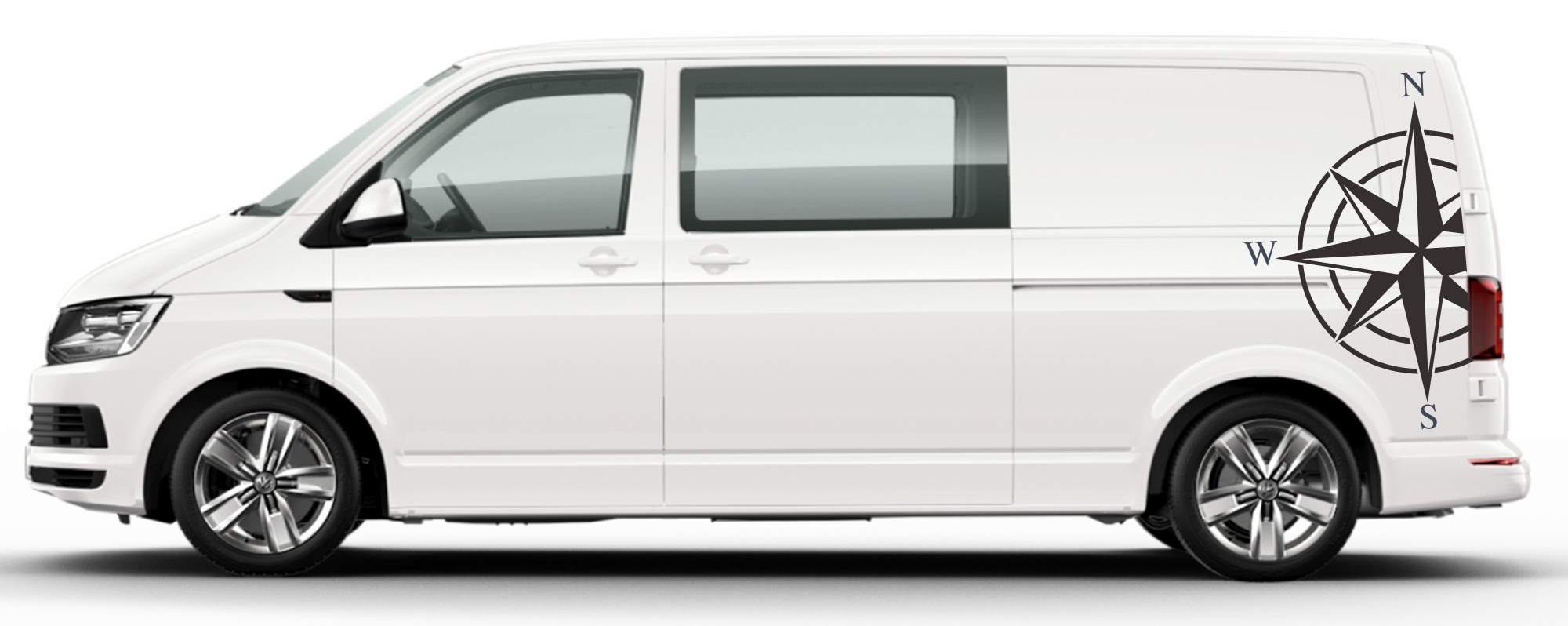 Naklejki VW T5 T6 róża wiatów sea rose Transporter pasy na boki long naklejki decals stripes sticker aufkleber nalepky samolepky tuning